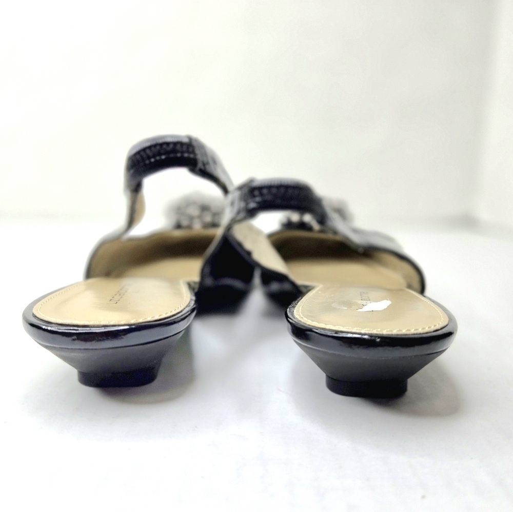 Liz Claiborne Sling Back Shoes. Black Patent, 8.5 M. - Picture 8 of 12